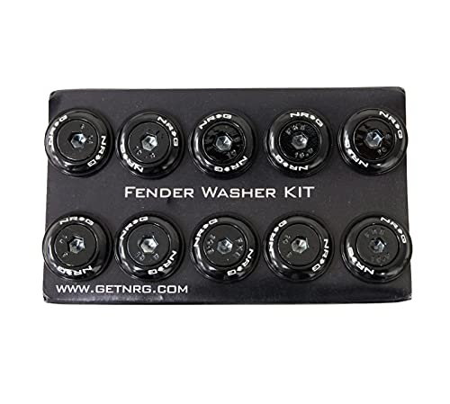 Fender Washer Kit NRG w/Color Matched M6 Bolt Rivets For Plastic (Black) - Set of 10