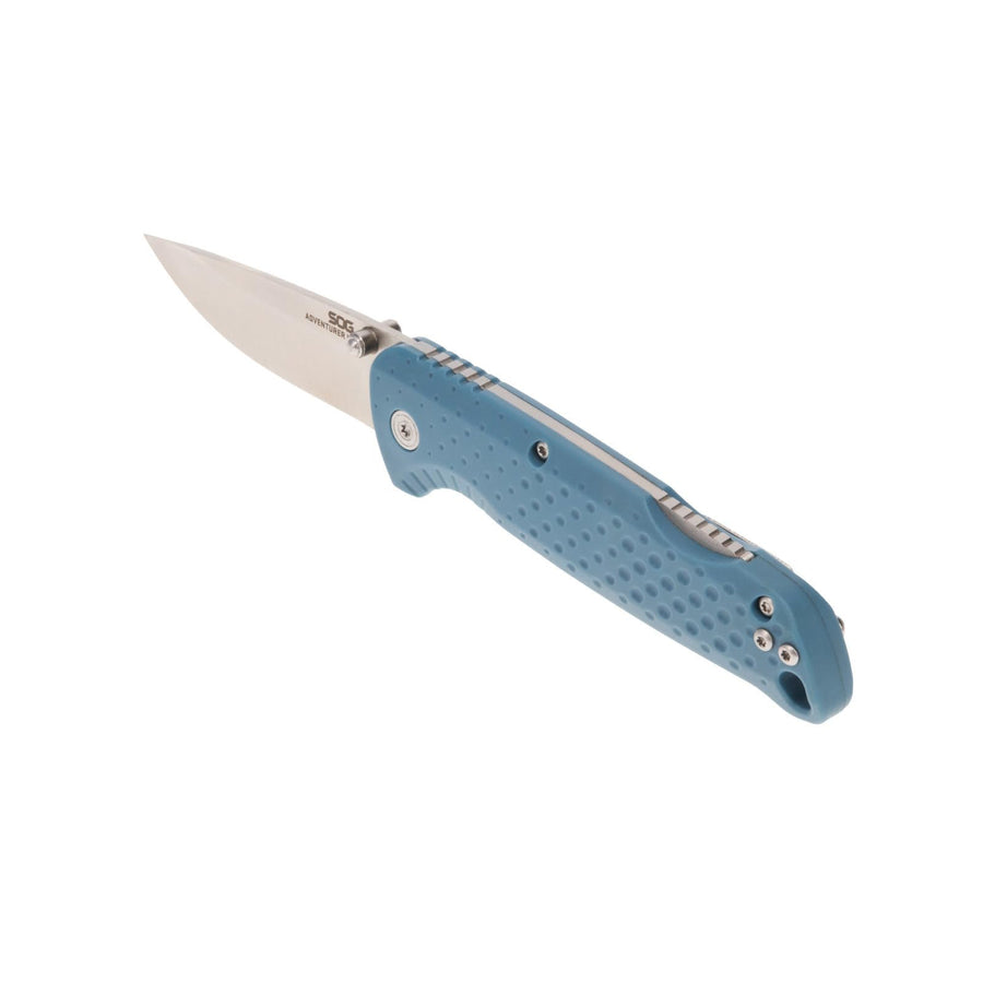 SOG 3" Adventurer LB Lightweight Portable Outdoor Folding Knife | CRYO 5CR15MOV Steel | GRN Handle | Lock-Back Mechanism, Nordic Blue/Satin, Blister Pack