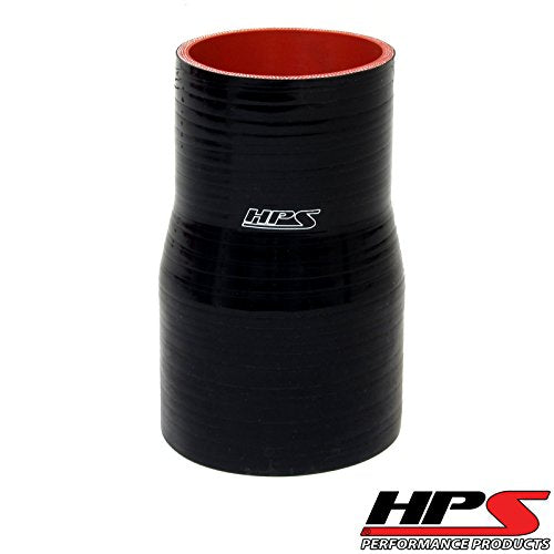 HPS HTSR-200-250-L4-BLK High Temperature 4-ply Reinforced Silicone Reducer Coupler Hose, 80 PSI Maximum Pressure, 4" Length, 2" > 2.5" ID, Black