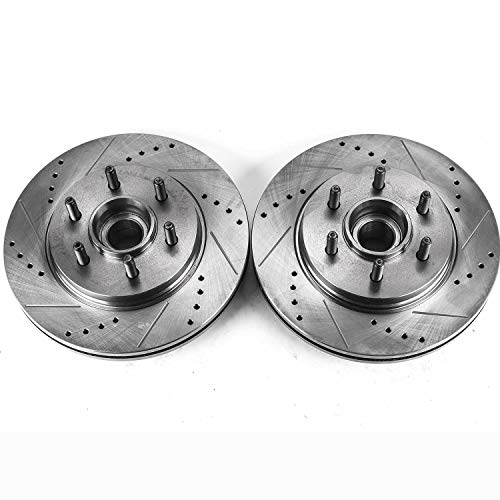 Power Stop Front AR8594XPR Drilled & Slotted Rotor Pair For Ford F-150 2004-2008, Lincoln Mark LT 2006-2008 [Model Specific]