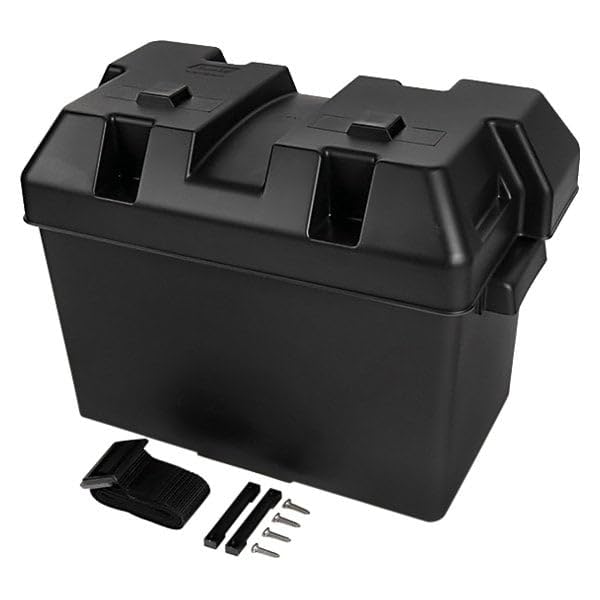 Large Camco Battery Box with Straps and Hardware - Group 27, 30, 31 |Safely Stores RV, Automotive, and Marine Batteries | Measures Inside 7-1/4" x 13-1/4" x 8-5/8" | (55372)