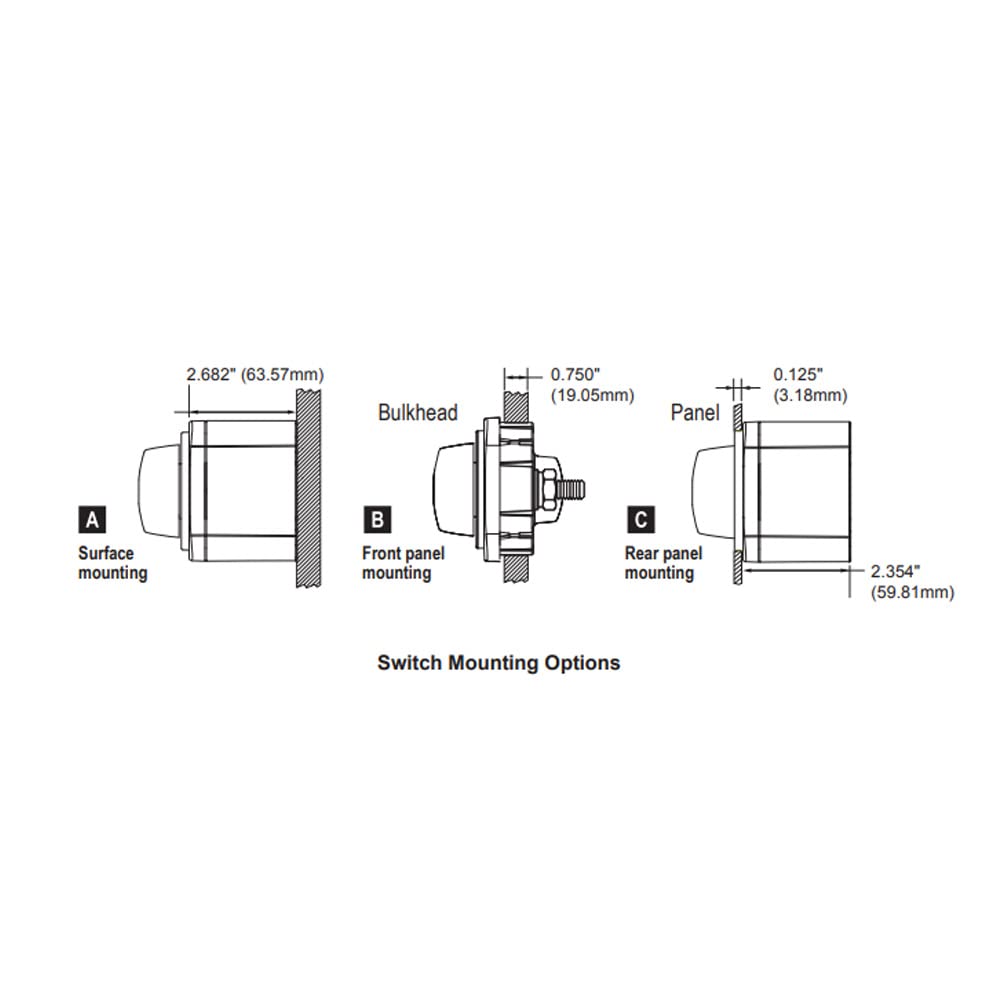 6007 Blue Sea Systems m-Series Battery Switch 4 Position Mini Selector Switch, Red