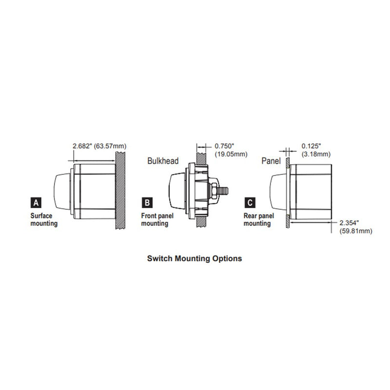 6007 Blue Sea Systems m-Series Battery Switch 4 Position Mini Selector Switch, Red