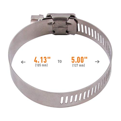 High-Torque Mishimoto Worm Gear Clamp, 4.13"-5.00" (105mm-127mm), Pack of 2
