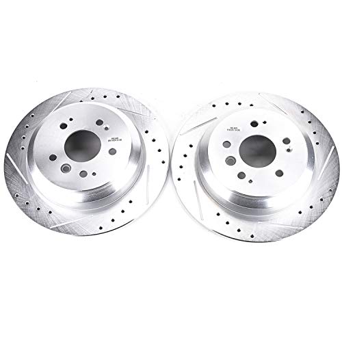 Power Stop Performance Drilled and Slotted Rear Brake Rotor Pair JBR1729XPR For Honda Passport 2019-2023, Honda Pilot 2016-2022, Honda Ridgeline 2017-2023 [Model Specific]