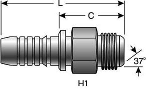 GlobalSpiral Series Gates 169-1000-0606 Couplings, Male JIC, 37 Degree Flare, 3/8" ID