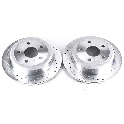 Brake Rotor Set Power Stop For Jeep Wrangler 2007-2017, Jeep Wrangler JK 2018 [Model Specific] Rear Evolution Drilled & Slotted Rotor Pair AR8382XPR