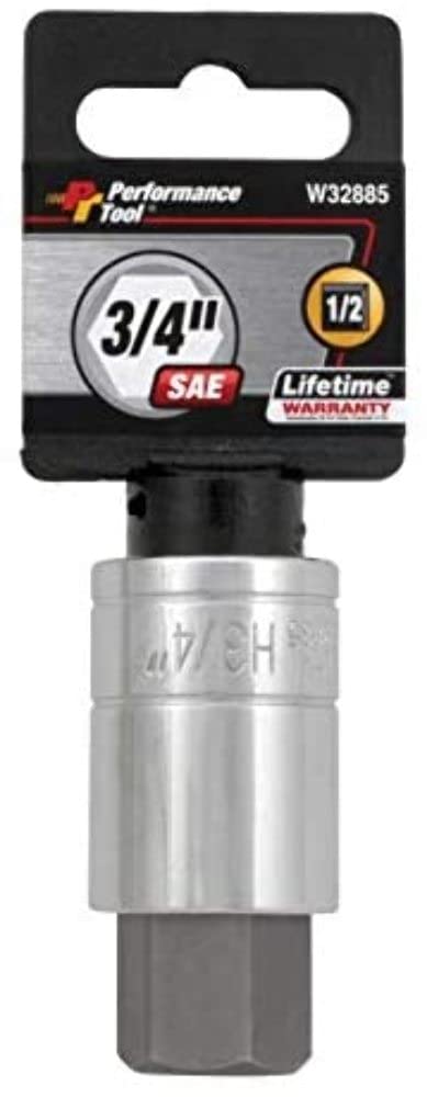 W32885 Performance Tool 1/2 Drive Hex Bit Socket, 3/4
