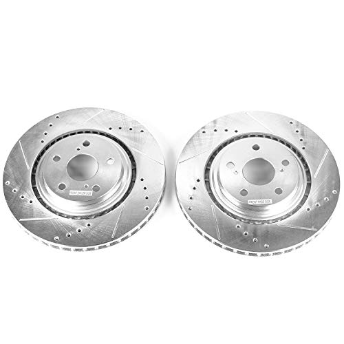 Power Stop Front JBR1310XPR Drilled & Slotted Evolution Rotor Pair For Lexus NX200t, Lexus NX300, Lexus NX300h, Lexus RX350, Lexus RX450h, Toyota Highlander, Toyota Sienna [Model Specific]