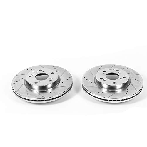 Power Stop Front JBR1584XPR Evolution Drilled & Slotted Rotor Pair For Honda Accord 2013-2017, Honda HR-V 2016-2022 [Model Specific]