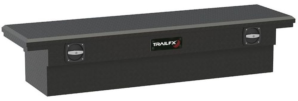 Ford F-150 TrailFX Tool Box 5.5 Foot Bed 2001-2026 Lockable Aluminum Crossover Low Profile, Single Lid, Diamond Tread, Matte Black, 19.25 Inch x 72 Inch x 13.5 Inch 8.6 Cubic Feet TrailFX 120723C