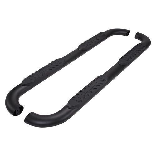 TrailFX 4 Inch Oval Truck Side Steps Bent Nerf Bar Side Steps with Step Pads Titanium Black Powder-Coated Steel Welded End Caps Rocker Panel Mount Slip-Resistant Set of 2 TrailFX A1006B