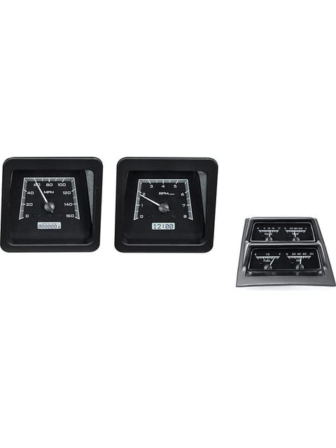 69 Chevy Camaro Dakota Digital with Console Gauges Analog Dash Black Alloy White VHX-69C-CAC-K-W