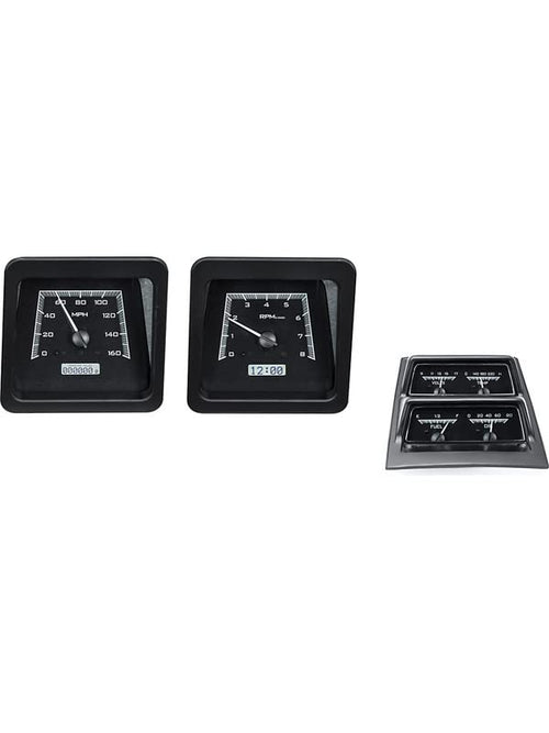 69 Chevy Camaro Dakota Digital with Console Gauges Analog Dash Black Alloy White VHX-69C-CAC-K-W