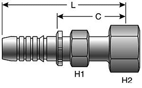Gates GlobalSpiral 10GS-10FFORX Couplings, Female Flat-Face O-Ring Swivel, Zinc Plated Carbon Steel, 3.70", 5/8" ID