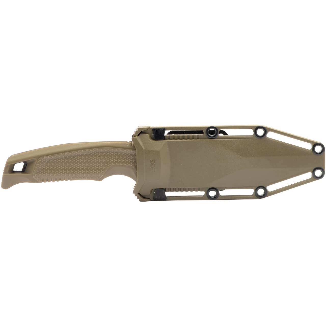 Recondo FX SOG Professional Fixed Blade Duty Knife | Straight Edge, Stainless Steel Blade, Overmolded Rubberized Grip, FDE