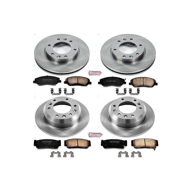 Power Stop Autospecialty KOE5832 Front and Rear Replacement Brake Kit-OE Brake Rotors & Ceramic Brake Pads For Hyundai Entourage 2007, Kia Sedona 2006 [Model Specific]