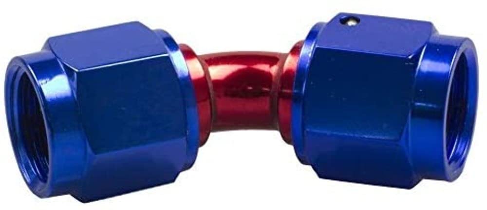 Female To Female Red Horse Performance 8145-12-1-12 AN/JIC Flare Swivel Coupling -45 Degree - Red&Blue