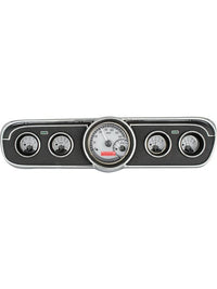 Dakota Digital VHX-65F-MUS-S-R Analog Dash Gauge System Compatible with 1965-66 Mustang Silver Alloy Red Backlighting