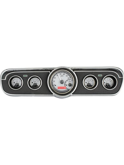 Dakota Digital VHX-65F-MUS-S-R Analog Dash Gauge System Compatible with 1965-66 Mustang Silver Alloy Red Backlighting