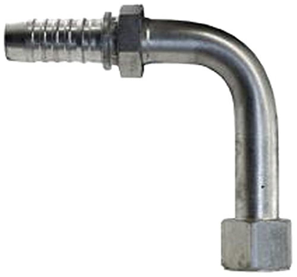 GlobalSpiral Couplings Gates 12GS-12FJX90L, Female JIC 37° Flare Swivel, Zinc Plated Carbon Steel, 4.45", 90° Bent Tube, 3/4" ID
