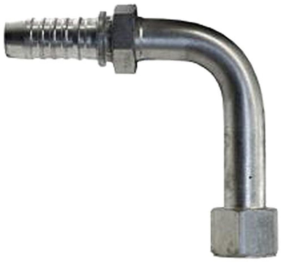 GlobalSpiral Couplings Gates 12GS-12FJX90L, Female JIC 37° Flare Swivel, Zinc Plated Carbon Steel, 4.45", 90° Bent Tube, 3/4" ID