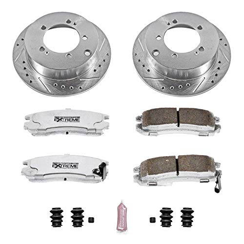Power Stop K1203-26 Z26 Carbon Fiber Brake Pads Rear with Drilled & Slotted Brake Rotors Kit For Sebring, Avenger, Stratus, Eagle Talon, Mitsubishi Eclipse, Mitsubishi Galant [Model Specific]