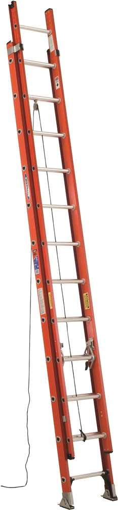 Fiberglass 24 ft Extension Ladder with 300 lb. Load Capacity