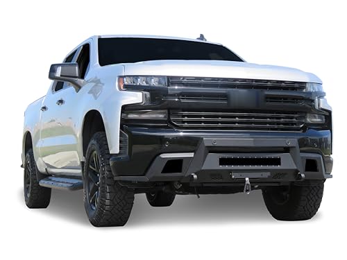 Heavy Duty Black Horse Armour III Front Winch Bumper Textured Black Compatible with 19-21 Chevrolet Silverado 1500|2022 Chevrolet Silverado 1500 LTD(Excl. 19-21 1500 LD and Diesel models)-AR3HD05NL