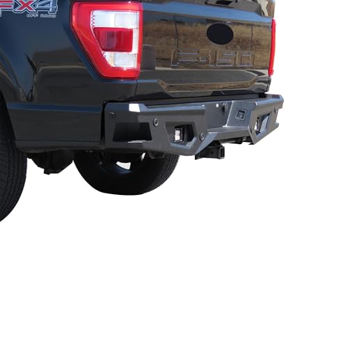 Heavy Duty Black Horse Armour Rear Bumper Matte Black Compatible with 2021-2025 Ford F-150|2022-2025 Ford F-150 Lightning-ARB-F121