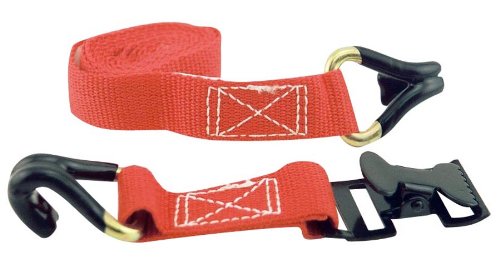 1" x 5' Red Erickson Light Duty Utility Tie-Down Strap with Hooks