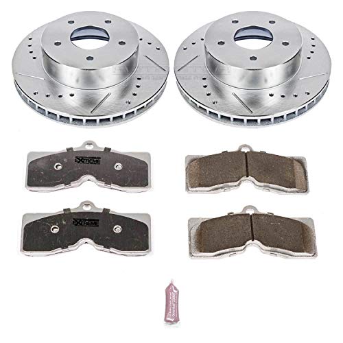 Power Stop K2598-26 Z26 Carbon Fiber Brake Pads Front with Drilled & Slotted Brake Rotors Kit For Chevrolet Corvette 1963-1982 [Model Specific]