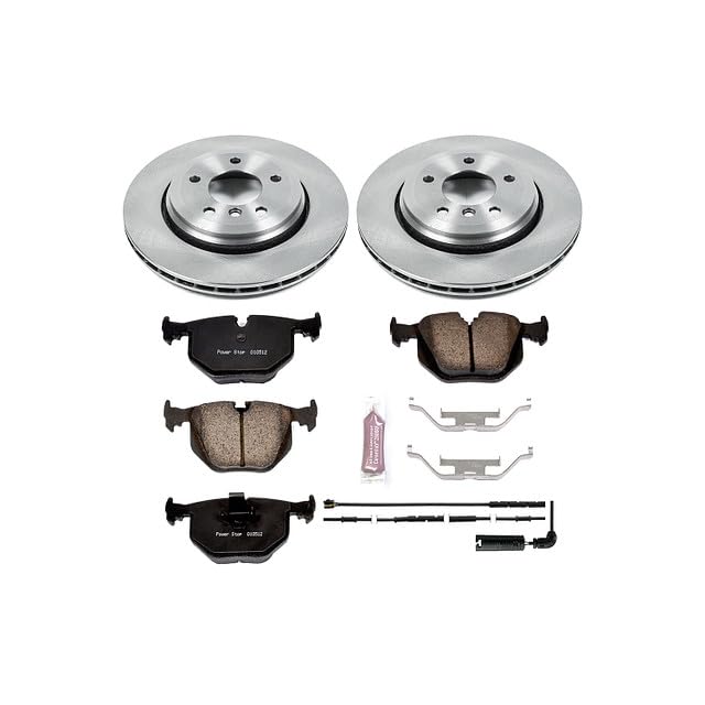 Power Stop Autospecialty KOE5729 Rear Replacement Brake Kit-OE Brake Rotors & Ceramic Brake Pads and 1 Rear Sensor Wire For BMW 330Ci, BMW 330i, BMW 330xi [Model Specific]