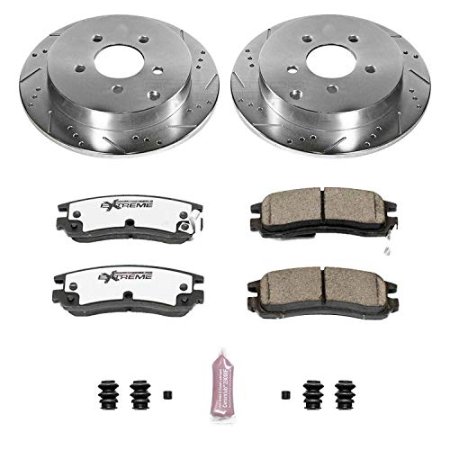 Power Stop K5135-26 Z26 Carbon Fiber Brake Pads Rear with Drilled & Slotted Brake Rotors Kit For Rendezvous, Chevy Venture, Oldsmobile Silhouette, Pontiac Aztek, Pontiac Montana [Model Specific]