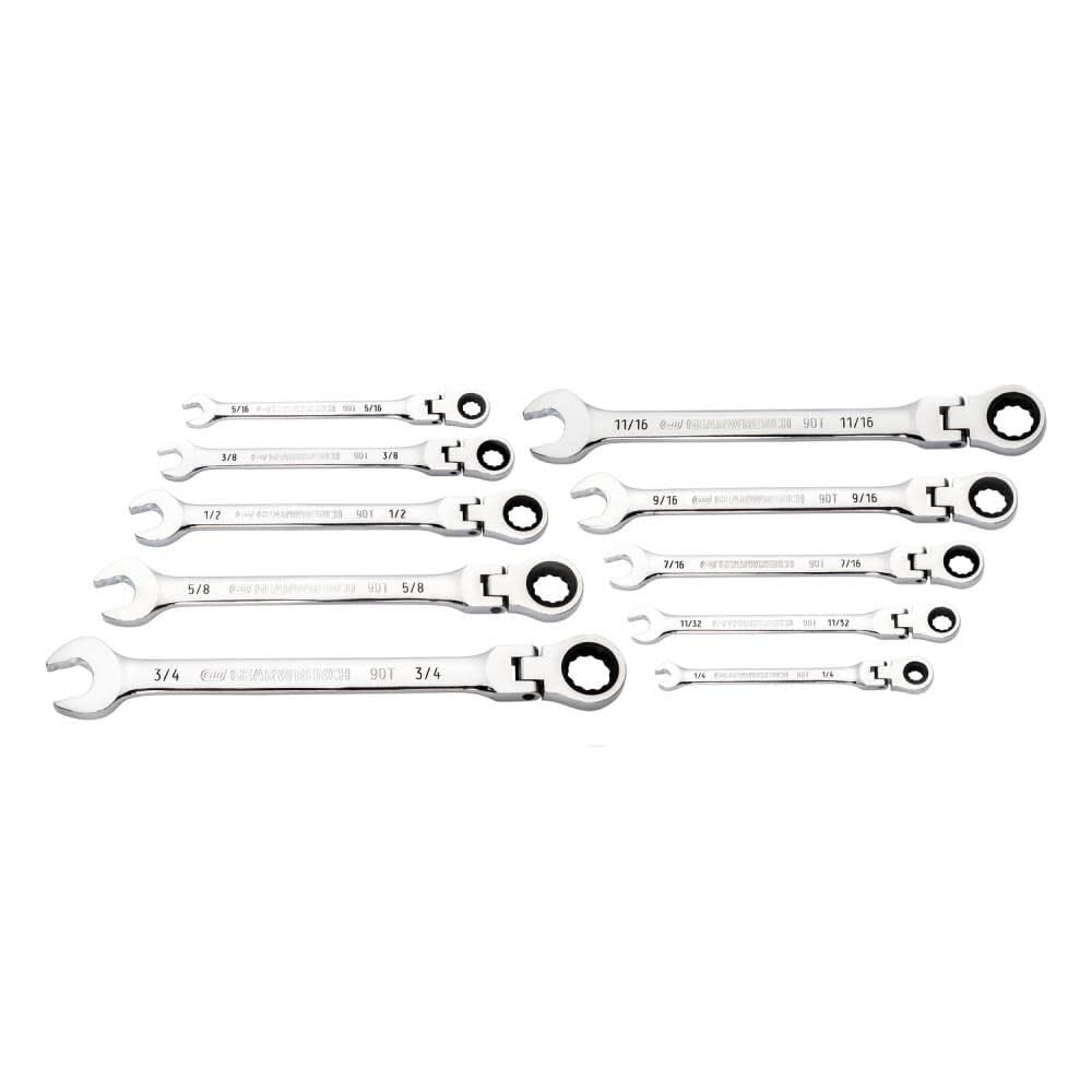 Set Wr Rat Flex Comb GEARWRENCH 12Pt 90T 10Pc Sae (86758)