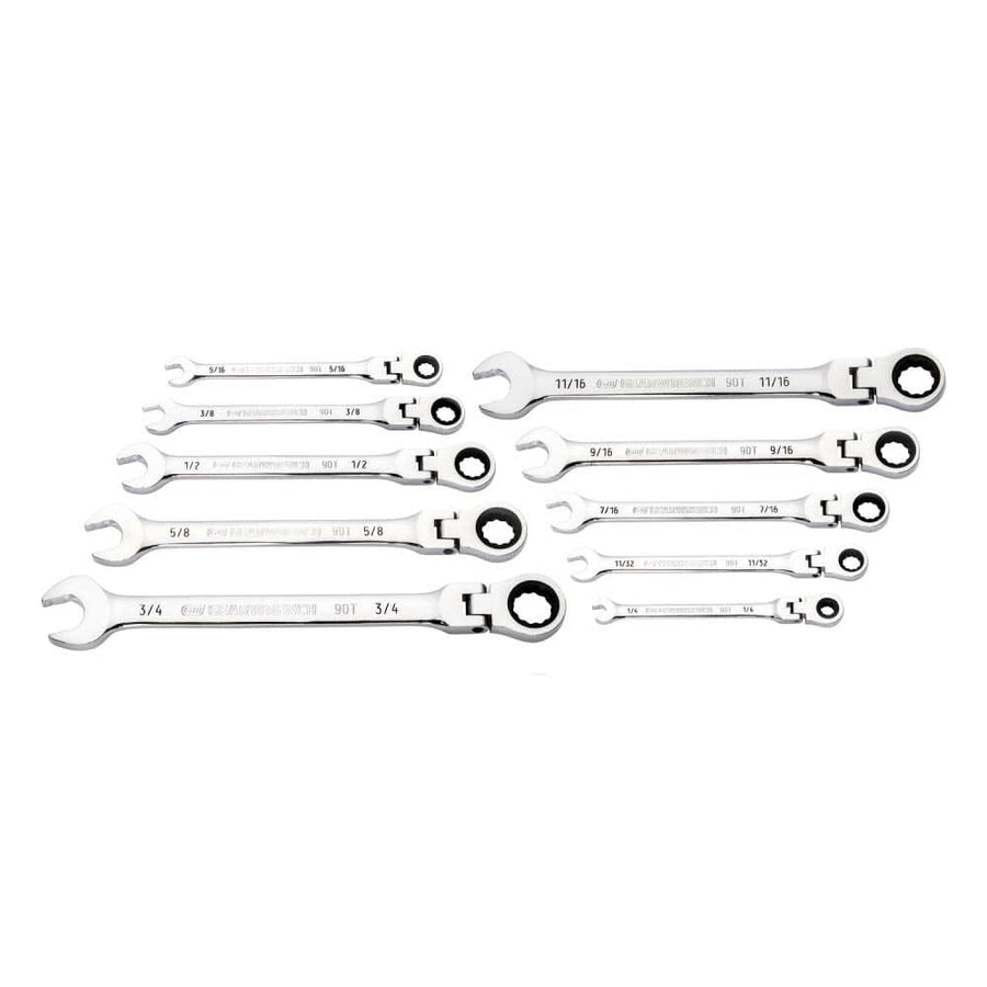 Set Wr Rat Flex Comb GEARWRENCH 12Pt 90T 10Pc Sae (86758)