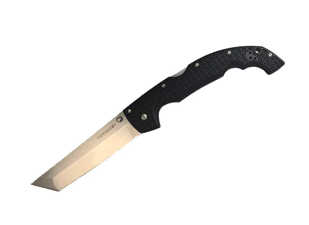 Cold Steel Voyager XL 5.5" AUS10A Tanto Point Plain Edge Razor-Sharp Blade 6.75" Griv-Ex Handle Everyday Carry Tactical Folding Knife