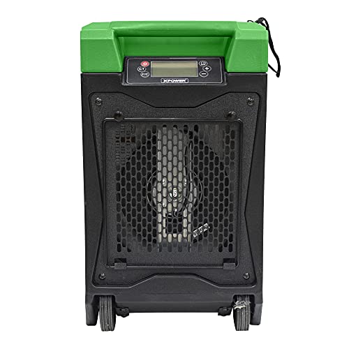 XD-85L2 XPOWER 145-Pint LGR Commercial Dehumidifier with Automatic Purge Pump, Drainage Hose, Handle and Wheels for Water Damage Restoration, Clean-up Flood, Basement, Mold, Mildew (Green)