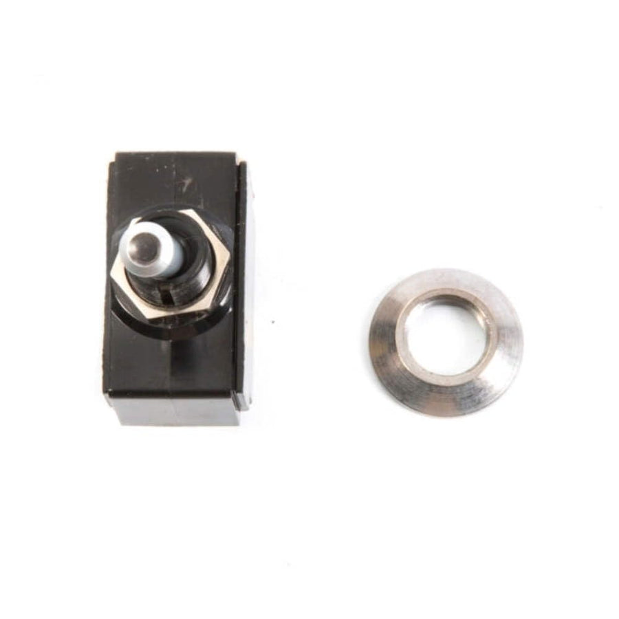 Sierra International TG23030 Toggle Switch Satin Chrome (On)-Off SPST with Matching Retaining Ring, White/Red