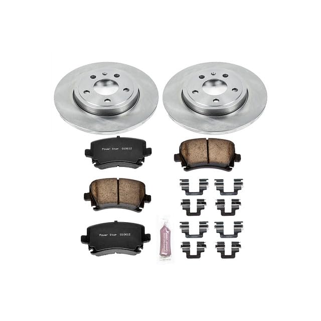 Power Stop KOE4624 Rear Replacement Brake Kit-OE Brake Rotors & Ceramic Brake Pads For Audi A4 2005-2009, Audi A4 Quattro 2005-2009 [Model Specific]