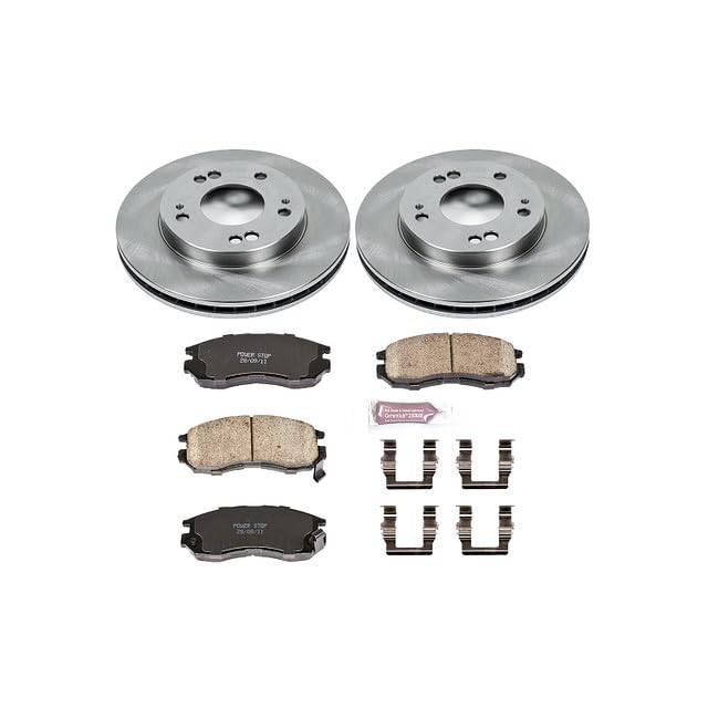 POWERSTOP Autospecialty KOE681 Front Replacement Brake Kit-OE Brake Rotors & Ceramic Brake Pads For Sebring, Avenger, Stratus, Eagle Talon, Eclipse, Galant, Plymouth Laser [Model Specific]