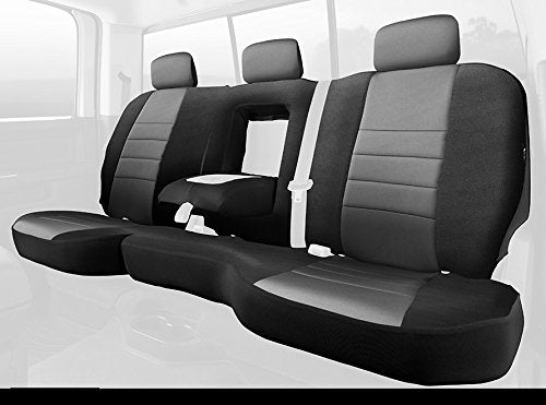 Gray Fia NP92-81 Custom Fit Rear Seat Cover Split Seat 60/40 - Neoprene (Black w/Gray Center Panel)