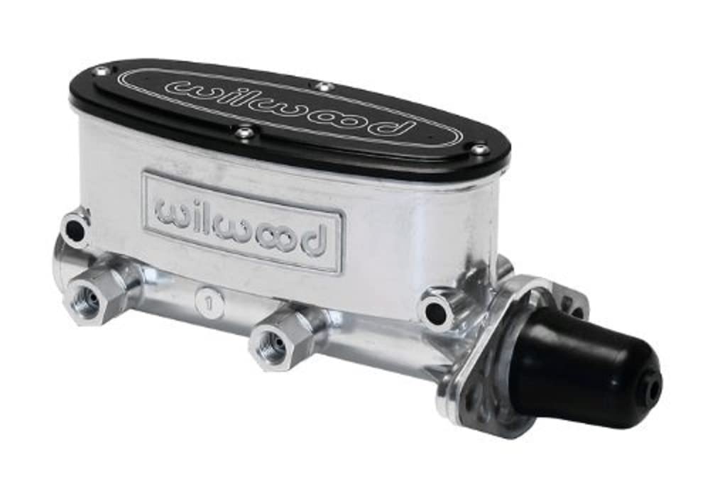 Wilwood Tandem Master Cylinder, 1 in Bore, 1.100 in Stroke, Integral Reservoir, Aluminum, Burnished, Kit