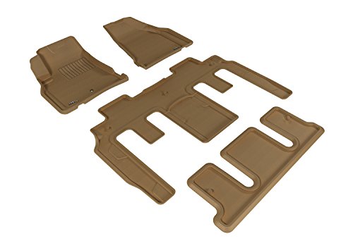 Complete Set 3D MAXpider - L1BC02301502 Custom Fit All-Weather Floor Mat for Select Buick Enclave Models - Kagu Rubber (Tan)