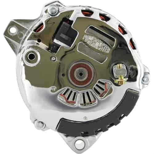 Alt GM CS130 Chrome 140A 6 grv Pulley Offset Right MTG 1-Wire or OE Hookup - Powermaster
