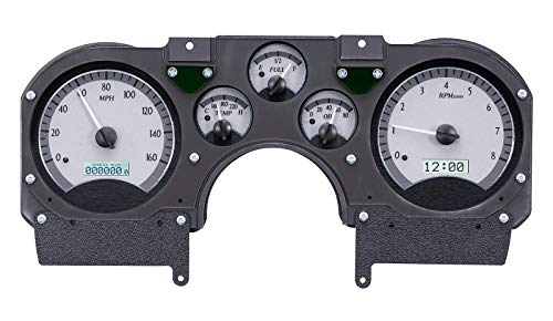 Dakota Digital VHX-82C-CAM-S-W Analog Dash Gauge System Compatible with 1982-89 Chevy Camaro Silver Alloy White Backlighting