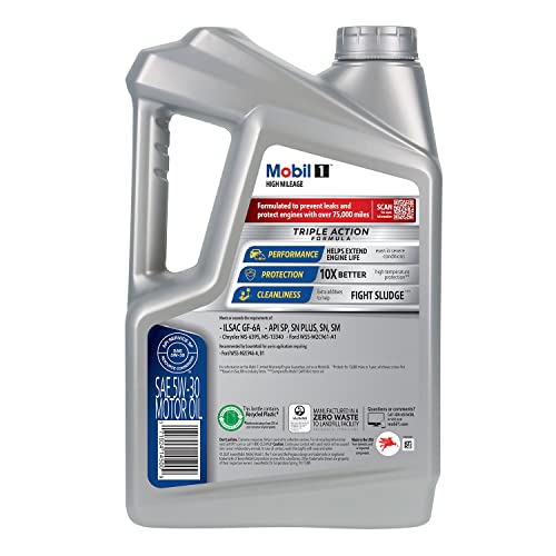 5 Quart Mobil 1 High Mileage Full Synthetic Motor Oil 5W-30