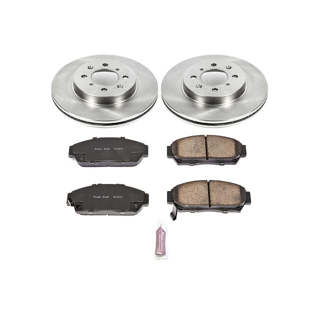 POWERSTOP Autospecialty KOE692 Front Replacement Brake Kit-OE Brake Rotors & Ceramic Brake Pads For Acura Integra 1994-2001, Honda Civic 1993-1995 [Model Specific]