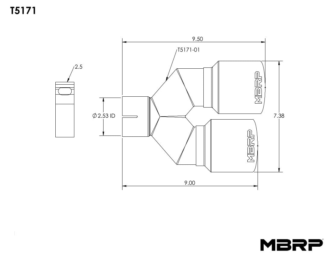 MBRP Dual Tip Universal T304 SS 3.5in OD/2.5in Inlet