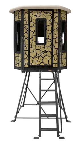 Muddy XL Bull Box Blind w/Elite 5' Tower, Steel Wall Construction, Cracked Mud Camo